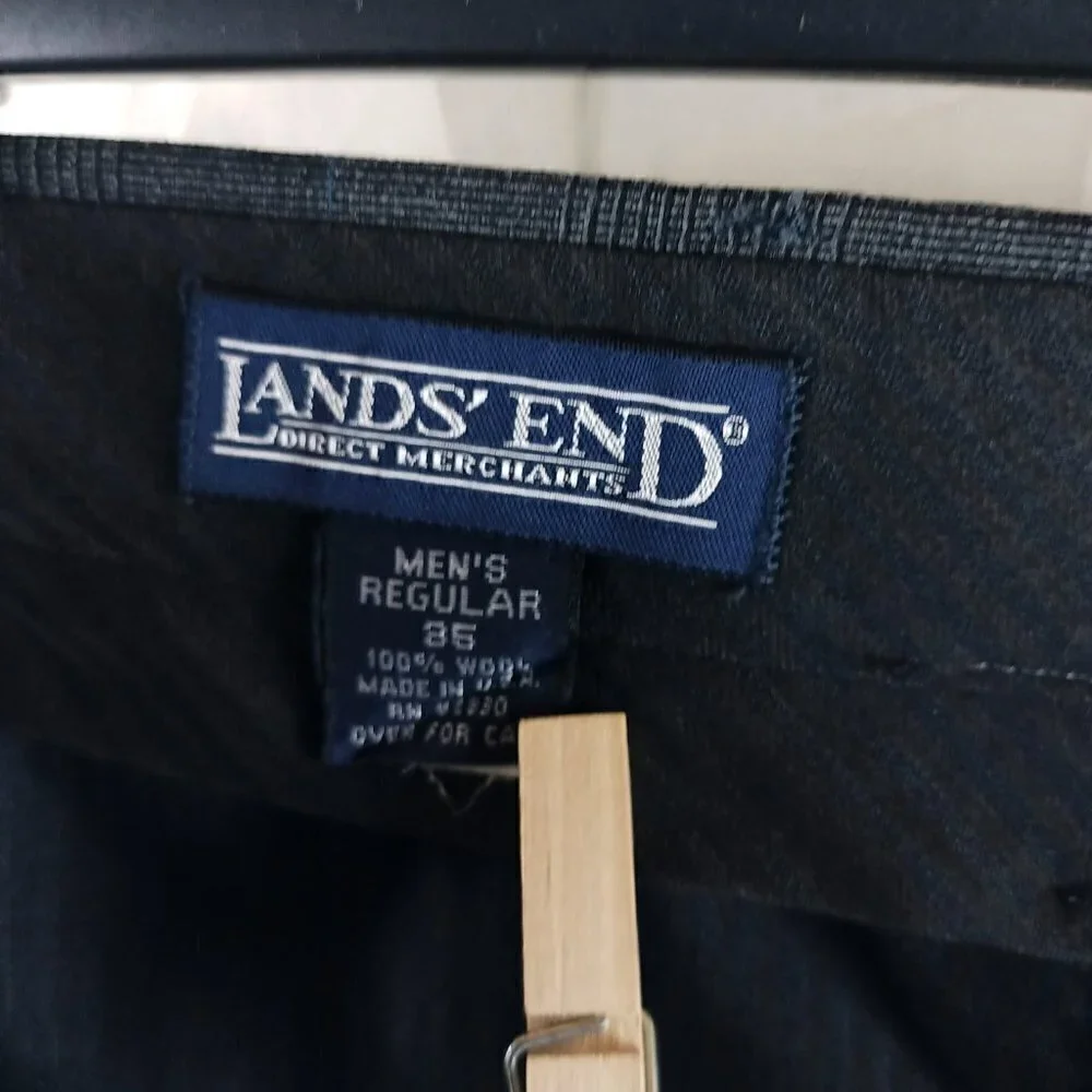 Lands'End 43L Wool 2 Button Multicolor Glen Plaid 2pc Suit 35x29 Pleated